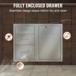 VEVOR Stainless Steel Cabinet, Outdoor Kitchen Door Drawer Combo 29.5" W x 22.6" H x 21.7" D, Access Door/Triple Drawers, Propane Drawer, Adjustable Garbage Ring, BBQ Island Patio Grill Station - Image 9