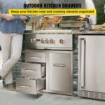VEVOR Stainless Steel Cabinet, Outdoor Kitchen Door Drawer Combo 29.5" W x 22.6" H x 21.7" D, Access Door/Triple Drawers, Propane Drawer, Adjustable Garbage Ring, BBQ Island Patio Grill Station - Image 10