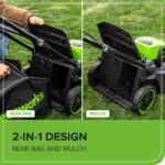 Greenworks 60V 17" Brushless (Push) Mower + 60V 13" String Trimmer, 4.0Ah Battery and 3A Charger - Image 7
