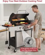 Aoxun 4-Burner Propane Grill with Side Burner, 49000 BTU Gas Grill, Stainless Grill with Cast Iron Grates & Side Tables for Backyard, Patio, Camping, Black and Silvery - Image 8