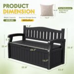 Greesum 80 Gallon Storage Bench Outdoor Deck Box with Armrest, Patio Furniture,Lockable, Waterproof and UV Resistant, Suitable for Garden, Pool, Black - Image 4