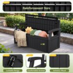 Greesum 80 Gallon Storage Bench Outdoor Deck Box with Armrest, Patio Furniture,Lockable, Waterproof and UV Resistant, Suitable for Garden, Pool, Black - Image 5