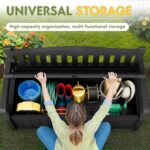 Greesum 80 Gallon Storage Bench Outdoor Deck Box with Armrest, Patio Furniture,Lockable, Waterproof and UV Resistant, Suitable for Garden, Pool, Black - Image 6