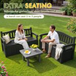 Greesum 80 Gallon Storage Bench Outdoor Deck Box with Armrest, Patio Furniture,Lockable, Waterproof and UV Resistant, Suitable for Garden, Pool, Black - Image 8
