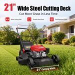 AMERISUN 21-Inch Gas Push Lawn Mower for Large Yard, 144cc 4-Stroke Engine, 6-Position Adjustable Cutting Height, 3-in-1 Mulching, Side Discharge & Rear Bag for Garden Landscaping - Image 4