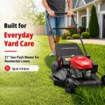 AMERISUN 21-Inch Gas Push Lawn Mower for Large Yard, 144cc 4-Stroke Engine, 6-Position Adjustable Cutting Height, 3-in-1 Mulching, Side Discharge & Rear Bag for Garden Landscaping - Image 8