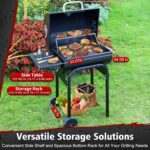 Barrel Barbecue Charcoal Grill: Premium Spacious Outdoor BBQ Grill with Side Table - Ideal for Patio Cooking Backyard Grilling Camping Picnics Tailgating Parties - Image 4