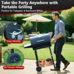 Barrel Barbecue Charcoal Grill: Premium Spacious Outdoor BBQ Grill with Side Table - Ideal for Patio Cooking Backyard Grilling Camping Picnics Tailgating Parties - Image 5