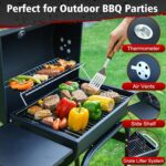 Barrel Barbecue Charcoal Grill: Premium Spacious Outdoor BBQ Grill with Side Table - Ideal for Patio Cooking Backyard Grilling Camping Picnics Tailgating Parties - Image 7
