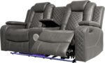 Ball & Cast Power Recliner Sofa Set Leather Reclining Couch Home Theater Seating 3PCS Recliner Couch Loveseat & Chair Sets with Wireless Charing,Cup Holders,Storage Box for Home Theater,Living Room - Image 8