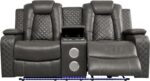 Ball & Cast Power Recliner Sofa Set Leather Reclining Couch Home Theater Seating 3PCS Recliner Couch Loveseat & Chair Sets with Wireless Charing,Cup Holders,Storage Box for Home Theater,Living Room - Image 9