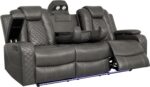 Ball & Cast Power Recliner Sofa Set Leather Reclining Couch Home Theater Seating 3PCS Recliner Couch Loveseat & Chair Sets with Wireless Charing,Cup Holders,Storage Box for Home Theater,Living Room - Image 12