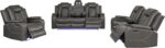 Ball & Cast Power Recliner Sofa Set Leather Reclining Couch Home Theater Seating 3PCS Recliner Couch Loveseat & Chair Sets with Wireless Charing,Cup Holders,Storage Box for Home Theater,Living Room - Image 14