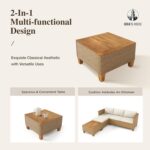 HERA'S HOUSE Small Patio Furniture Set, 3 Pieces Wicker Outdoor Sectional Sets,Yellow Rattan Conversation Set with Sofa and Coffee Table for Garden and Backyard, l Shape Boho Balcony Couch Sets - Image 8
