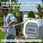 5/8" x 100 ft Heavy Duty Retractable Hose Reel, UV Resistant Garden Hose Reels - Slow Self Retract Wall Mount Hose Reel Automatic Storage, Any Length Lock 180° Swivel, 10 Pattern Nozzle Grey - Image 3