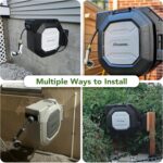 5/8" x 100 ft Heavy Duty Retractable Hose Reel, UV Resistant Garden Hose Reels - Slow Self Retract Wall Mount Hose Reel Automatic Storage, Any Length Lock 180° Swivel, 10 Pattern Nozzle Grey - Image 6