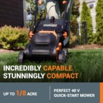 WORX 14" Cordless Lawn Mower, 2 in 1 Electric Mower Cuts Quietly, Compact & Lightweight Push Lawn Mower with 6-Position Height Adjustment for Small Yards, 2 Batteries & Charger Included, WG779 - Image 3