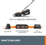 WORX 14" Cordless Lawn Mower, 2 in 1 Electric Mower Cuts Quietly, Compact & Lightweight Push Lawn Mower with 6-Position Height Adjustment for Small Yards, 2 Batteries & Charger Included, WG779 - Image 7