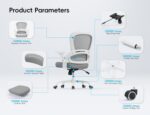 TRALT Ergonomic Office Chair - Comfy Desk Chair with Back Support, Home Office Desk Chairs, Computer Chair, 330lbs Wide Seat Big and Tall Office Chair for Executives (Grey) - Image 8