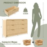 Decofy Fluted Drawers Dresser for Bedroom, Wood Dressers with Gold Handles, Modern Dressers with Wave Texture, Large Storage Chest of Drawers, Bedroom Dresser Organizer 55'' & 6 Drawers (Natural Oak) - Image 3