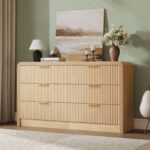 Decofy Fluted Drawers Dresser for Bedroom, Wood Dressers with Gold Handles, Modern Dressers with Wave Texture, Large Storage Chest of Drawers, Bedroom Dresser Organizer 55'' & 6 Drawers (Natural Oak) - Image 5