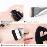 Flat Foundation Brush,Korean Makeup Brush Spatula Facial Brush for Liquid Foundation,Premium Face Makeup Brush for Blending Cream (Silver) - Image 5