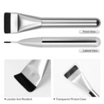 Flat Foundation Brush,Korean Makeup Brush Spatula Facial Brush for Liquid Foundation,Premium Face Makeup Brush for Blending Cream (Silver) - Image 6