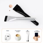 Flat Foundation Brush,Korean Makeup Brush Spatula Facial Brush for Liquid Foundation,Premium Face Makeup Brush for Blending Cream (Silver) - Image 7