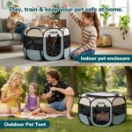 Dog Cat Playpen, Portable Small Animal Playpen Crate Indoor for Dogs Cats Rabbits, Foldable Guinea Pigs Bunny Cage Enclosure for Outdoor, Pop Up Dogs Cats Tent Kennel with Carrying Case, Grey - Image 6