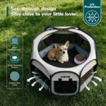Dog Cat Playpen, Portable Small Animal Playpen Crate Indoor for Dogs Cats Rabbits, Foldable Guinea Pigs Bunny Cage Enclosure for Outdoor, Pop Up Dogs Cats Tent Kennel with Carrying Case, Grey - Image 7