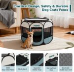 Dog Cat Playpen, Portable Small Animal Playpen Crate Indoor for Dogs Cats Rabbits, Foldable Guinea Pigs Bunny Cage Enclosure for Outdoor, Pop Up Dogs Cats Tent Kennel with Carrying Case, Grey - Image 8