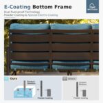 MFSTUDIO 5 Pieces Patio Conversation Sets,Outdoor Metal Furniture Sofas with 1 x 3-Seat Sofa, 2 x Swivel Chairs,2 x Ottoman,Wrought Iron Frame with Peacock Blue Cushion for Patio Courtyard Balcony - Image 6