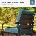 MFSTUDIO 5 Pieces Patio Conversation Sets,Outdoor Metal Furniture Sofas with 1 x 3-Seat Sofa, 2 x Swivel Chairs,2 x Ottoman,Wrought Iron Frame with Peacock Blue Cushion for Patio Courtyard Balcony - Image 8