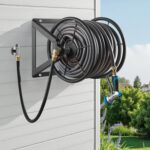 VEVOR Wall Mounted Garden Hose Reel, Holds 200 ft 5/8-inch Manual Water Hose Winder, Heavy-Duty Steel, Outdoor Reel with Brass Fitting & 5ft Leader Hose, Space Saving, for Yard Lawn Garage - Image 7