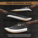 HOSHANHO Butcher Knife Set, Hand Forged Butcher Chef Knife Set with Roll Bag, Sharp Meat Cleaver Knife & Bone Chopper Knives & Fillet Knives for Home & Camping & BBQ Gift with Men - Image 4
