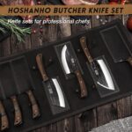 HOSHANHO Butcher Knife Set, Hand Forged Butcher Chef Knife Set with Roll Bag, Sharp Meat Cleaver Knife & Bone Chopper Knives & Fillet Knives for Home & Camping & BBQ Gift with Men - Image 6