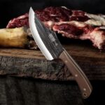 HOSHANHO Butcher Knife Set, Hand Forged Butcher Chef Knife Set with Roll Bag, Sharp Meat Cleaver Knife & Bone Chopper Knives & Fillet Knives for Home & Camping & BBQ Gift with Men - Image 8