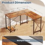DUMOS L Shaped Desk, Computer Gaming Desks Corner Office Table with CPU Shelf for Home Study Writing Work Station 50 Inch, Sturdy Modern Design, Study, and Home Office Use, Rustic Brwon - Image 4