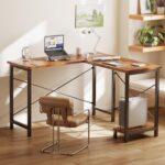 DUMOS L Shaped Desk, Computer Gaming Desks Corner Office Table with CPU Shelf for Home Study Writing Work Station 50 Inch, Sturdy Modern Design, Study, and Home Office Use, Rustic Brwon - Image 6