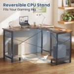 DUMOS L Shaped Desk, Computer Gaming Desks Corner Office Table with CPU Shelf for Home Study Writing Work Station 50 Inch, Sturdy Modern Design, Study, and Home Office Use, Rustic Brwon - Image 8