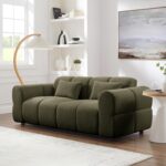 80" Modern Sofa Couch, Comfy Deep Seat Lambswool Cloud Sofa, Upholstered 3-Seater Boucle Couch, Oversized Loveseat for Living Room, Bedroom, Office, Apartment(Green) - Image 4