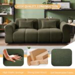 80" Modern Sofa Couch, Comfy Deep Seat Lambswool Cloud Sofa, Upholstered 3-Seater Boucle Couch, Oversized Loveseat for Living Room, Bedroom, Office, Apartment(Green) - Image 5