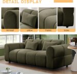 80" Modern Sofa Couch, Comfy Deep Seat Lambswool Cloud Sofa, Upholstered 3-Seater Boucle Couch, Oversized Loveseat for Living Room, Bedroom, Office, Apartment(Green) - Image 6
