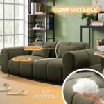 80" Modern Sofa Couch, Comfy Deep Seat Lambswool Cloud Sofa, Upholstered 3-Seater Boucle Couch, Oversized Loveseat for Living Room, Bedroom, Office, Apartment(Green) - Image 7