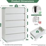 Standifurno White 5 Drawers Dresser, Curved Dresser with Storage Organizer, Modern Drawer of Handleless, Large Chest of Drawers for Living Room, Nursery, Entryway, 29.5’’W - Image 3