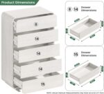 Standifurno White 5 Drawers Dresser, Curved Dresser with Storage Organizer, Modern Drawer of Handleless, Large Chest of Drawers for Living Room, Nursery, Entryway, 29.5’’W - Image 4