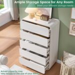 Standifurno White 5 Drawers Dresser, Curved Dresser with Storage Organizer, Modern Drawer of Handleless, Large Chest of Drawers for Living Room, Nursery, Entryway, 29.5’’W - Image 5