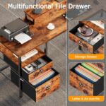 Furologee 66” L Shaped Desk with Power Outlet, Reversible Home Office Desk with File Drawer, 2 Monitor Stands, Storage Shelves, Corner Computer Table for Gaming, Writing, Rustic Brown - Image 7