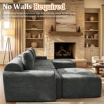 122" U Shaped Oversized Boneless Couch, Comfort Cloud Sectional Couches for Living Room, Modular Sofa High Back & Extra Deep Seat, No Assembly, Soft Chenille (Dark Grey, 122 inch-U shaped（3+2）) - Image 3