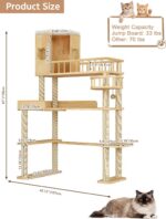 Corner Cat Tree for Automatic Litter Box, 61'' Tall Wood Cat Tower for Self Cleaning Litter Box, Cats Tree for Indoor Cats Large Adult, 6-Level Solid Wood Cat Furnitue w/12Pcs Scratching Post - Image 3